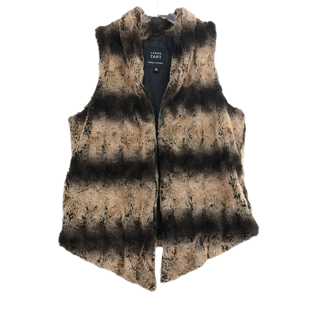 Lemon Tart Women Faux Fur Vest Medium Brown Vegan